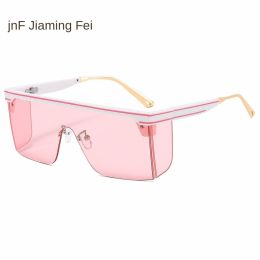 one-piece rimmed sunglasse personality letters Cross border sunglasses Manufacturer direct sales glasses - C3 white frame powder tablet