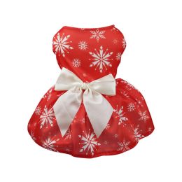 Christmas Pet Clothing Vest Skirt Christmas Print Matching Pet Dog Clothing For Small & Medium Dogs - Red - M