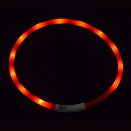 Pet's LED Collar With USB Rechargeable Glowing Lighted Up & Cuttable Waterproof Safety For Dogs - Red - One-size