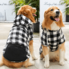 1pc Black Plaid Zip Pocket Pet Sweatshirt; Dog Clothes For Puppy And Cat; Pet Apparel - black - 4XL