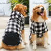 1pc Black Plaid Zip Pocket Pet Sweatshirt; Dog Clothes For Puppy And Cat; Pet Apparel - black - 3XL