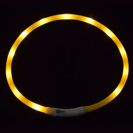 Pet's LED Collar With USB Rechargeable Glowing Lighted Up & Cuttable Waterproof Safety For Dogs - Yellow - One-size