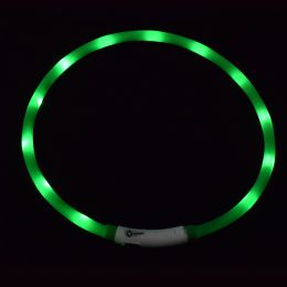 Pet's LED Collar With USB Rechargeable Glowing Lighted Up & Cuttable Waterproof Safety For Dogs - Light Green - One-size