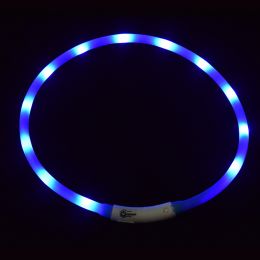 Pet's LED Collar With USB Rechargeable Glowing Lighted Up & Cuttable Waterproof Safety For Dogs - Blue - One-size