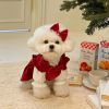 Christmas Pet Dress For Small Medium Dog; New Year Non-elastic Dog Dress ; Winter Pet Apparel - Red - XL