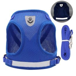 No Pull Pet Harness Vest For Dog & Cat; Step-in Puppy Harness For Small Medium Dogs; Reflective Strip - Blue - S