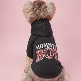 Pet Hoodie For Small & Medium Dogs; "Mommy's Boy" Pattern Dog Hoodie; Winter Pet Apparel - Royal Blue - XS