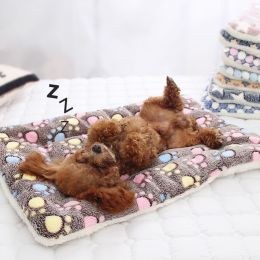 Pet Winter Cushion For Indoor Dogs & Cats; Anti-slip Warm Cat Bed With Paw Pattern; Cute Pet Bed Mat - L