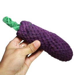 Natural Jute Dog Chewing Rope For Dental Tough With Cute Animals Fruit Eco-Friendly Knot - Eggplant