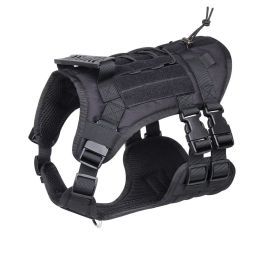 Tactical Dog Harness For Small Medium Large Dog; Dog Harness Vest With Soft Padded And D-Ring Collar - black - S