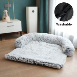 Pet Sofa; Warm Plush Pet Cushion For Indoor Dogs & Cats; Dog Blanket; Washable Pet Bed - Light Grey - M