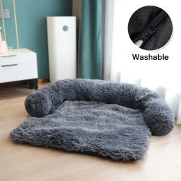 Pet Sofa; Warm Plush Pet Cushion For Indoor Dogs & Cats; Dog Blanket; Washable Pet Bed - Dark Grey - S