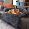 Pet Sofa; Warm Plush Pet Cushion For Indoor Dogs & Cats; Dog Blanket; Washable Pet Bed - Dark Grey - L