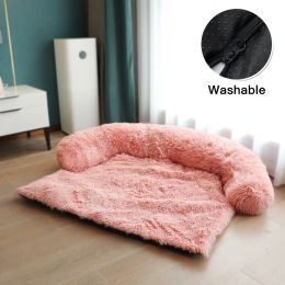 Pet Sofa; Warm Plush Pet Cushion For Indoor Dogs & Cats; Dog Blanket; Washable Pet Bed - Pink - M