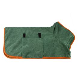 Pet Bath Towel For Dog & Cat; Microfiber Dog Bathrobe; Absorbent Cat Towel; Quick Dry Pet Bathrobe - Dark Green - XS