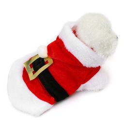 Christmas Pet Clothes For Small & Medium Dog; Santa Claus Dog Hoodie; Winter Pet Jacket - Red - XS