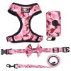 4Pcs Set Reflective No Pull Dog & Cat Harness Collar Leash With Dog Poop Bag For Small Medium Dog - Pink - M