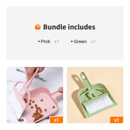 Pet Cleaning Broom Set With Broom And Trash Shovel; Pet Cleaning Scoop - Pink+Green