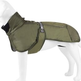 Large Dog Winter Fall Coat Wind-proof Reflective Anxiety Relief Soft Wrap Calming Vest For Travel - Olive - 4XL