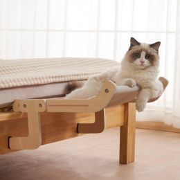 One-Step Cat Bed for Window sill & Bedside;Cat Window Perches ; Sliding Clamping Slot Adjustment Cat Hammock - Black&White fluffy