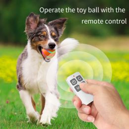 Interactive Dog Chew Toy Ball; Dog Balls Toy; USB Rechargeable Electric Pet Toy With LED Light - Orange