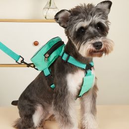 Pet Harness And Leash Set For Dog & Cat; No Pull Dog Vest Harness With Backpack; Cute Dog Leash - Green - S