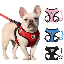 Reflective Pet Harness And Leash Set For Dog & Cat; Adjustable No Pull Dog Harness With Soft Mesh - Red - M