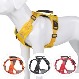 No Pull Pet Harness For Dog & Cat; Adjustable Soft Padded Large Dog Harness With Easy Control Handle - Orange - S