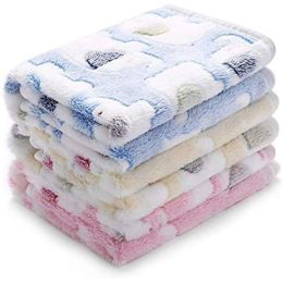 1 Pack 2 Blankets Super Soft Fluffy Premium Cute Elephant Pattern Pet Blanket Flannel Throw for Dog Puppy Cat - Blue - Small (Pack of 2)