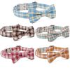 Plaid Dog Collar with Bow Pet Gift Adjustable Soft and Comfy Bowtie Collars for Small Medium Large Dogs - Style 3 - S 2.0x40cm