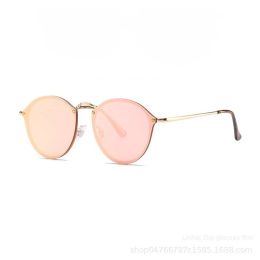 Fashion Trend Sunglasses Colorful Versatile Simple Sunglasses Cross border Cycling Network Red Glasses - Gold frame powder film