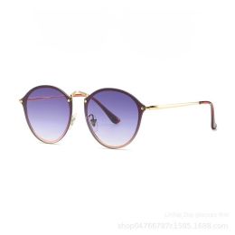 Fashion Trend Sunglasses Colorful Versatile Simple Sunglasses Cross border Cycling Network Red Glasses - Gold frame gradually blue