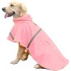 Dog Raincoats for Large Dogs with Reflective Strip Hoodie; Rain Poncho Jacket for Dogs - D4-Pink - [XXL]