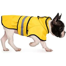 Reflective Dog Raincoat Hooded Slicker Poncho for Small to X-Large Dogs and Puppies; Waterproof Dog Clothing - Clear - Small