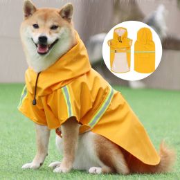 large and small dog raincoat cloak type reflective strip pet raincoat windproof rainproof dog hooded raincoat - yellow - 4XL (24-33 kg)