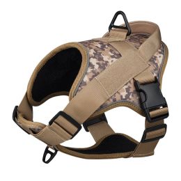 Dog Harness; large dog training tactical chest strap; K9 pet chest strap; vest type reflective dog rope; explosion-proof impulse traction - black - L