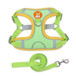 dog Harnesses and dog leash set; Pet Chest Strap Vest Dog Strap Small Dog Rope Wholesale Reflective Dog Towing Rope - green - S