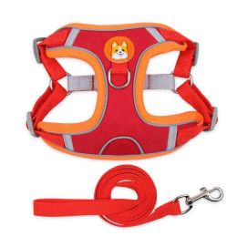 dog Harnesses and dog leash set; Pet Chest Strap Vest Dog Strap Small Dog Rope Wholesale Reflective Dog Towing Rope - red - M