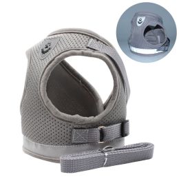 dog Harnesses and dog leash set; Pet Chest Strap Vest Dog Towing Rope Reflective Breathable Dog Rope Pet Supplies Wholesale - silver grey - XS