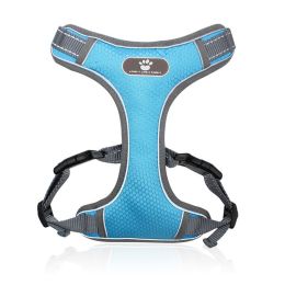 dog Harnesses; Pet Traction Rope Mesh Breathable Big Dog Chest Strap Vest Reflective Dog Rope Spot Wholesale - Light blue - M (12-32 kg)