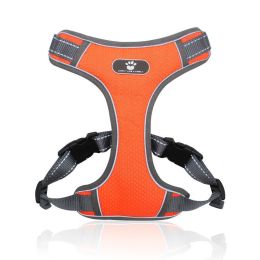 dog Harnesses; Pet Traction Rope Mesh Breathable Big Dog Chest Strap Vest Reflective Dog Rope Spot Wholesale - orange - L (32-55 kg)