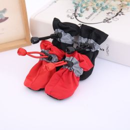 4pcs Dog Shoes; Large Pet Waterproof Chihuahua Anti-slip Boots Puppy Cat Socks Botas S/M/L/XL - Beige - XS