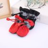 4pcs Dog Shoes; Large Pet Waterproof Chihuahua Anti-slip Boots Puppy Cat Socks Botas S/M/L/XL - Red - S