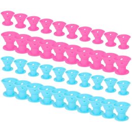 40Pcs Silicone Hair Curler Hair Roller No Heat Clip Hair Styling Tool - 20Pink+20Blue