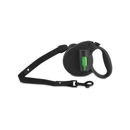 Pet Leash Retractable Leash With Green Pick-up Bags And Glow In The Dark - Black - Retractable Leash