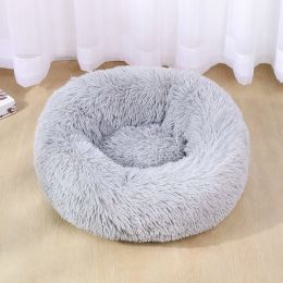 Dog Bed Super Soft Washable Long Plush Pet Kennel Deep Sleep Dog House Velvet Mats Sofa For Dog Basket Pet Cat Bed - Light Gray - 70cm