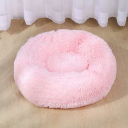 Dog Bed Super Soft Washable Long Plush Pet Kennel Deep Sleep Dog House Velvet Mats Sofa For Dog Basket Pet Cat Bed - Pink - 70cm