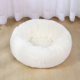 Dog Bed Super Soft Washable Long Plush Pet Kennel Deep Sleep Dog House Velvet Mats Sofa For Dog Basket Pet Cat Bed - White - 40cm