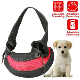 Pet Carrier for Dogs Cats Hand Free Sling Adjustable Padded Strap Tote Bag Breathable Shoulder Bag Carrying Small Dog Cat - Red - S