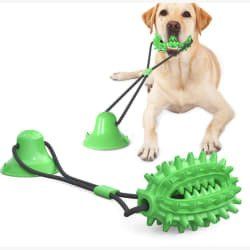 Pet Dog Toys with Suction Cup Dog Chew Toy Dogs Push Ball Toy Pet Tooth Cleaning Dog Toothbrush for Puppy large Dog Biting Toy - Green